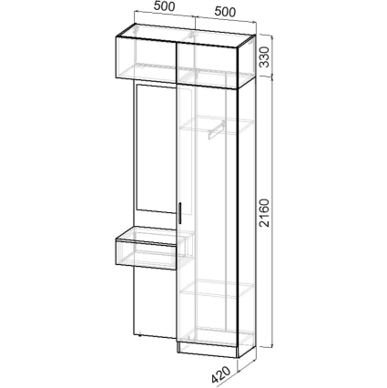 Набор мебели для прихожей "Марсель-203" МР 01-203 В2490 Ш1000 Г420 (ЛДСП Белый премиум) Набор мебели для прихожей "Марсель-203" МР 01-203 В2490 Ш1000 Г420 (ЛДСП Белый премиум)